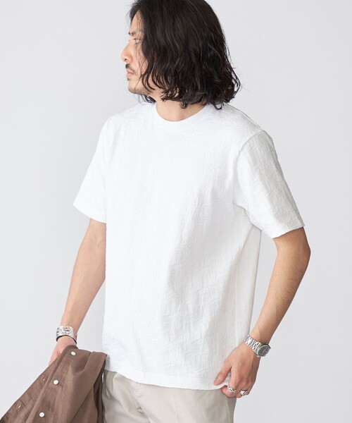 SHIPS(シップス)の「SHIPS: リンクス ジャカード リーフ柄 Tシャツ(Tシャツ/カットソー・メンズ・ホワイト/マスタード/チャコールグレー/ネイビー・SMALL/X-LARGE/LARGE/MEDIUM)」の17枚目の写真