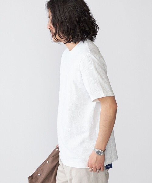 SHIPS(シップス)の「SHIPS: リンクス ジャカード リーフ柄 Tシャツ(Tシャツ/カットソー・メンズ・ホワイト/マスタード/チャコールグレー/ネイビー・SMALL/X-LARGE/LARGE/MEDIUM)」の18枚目の写真