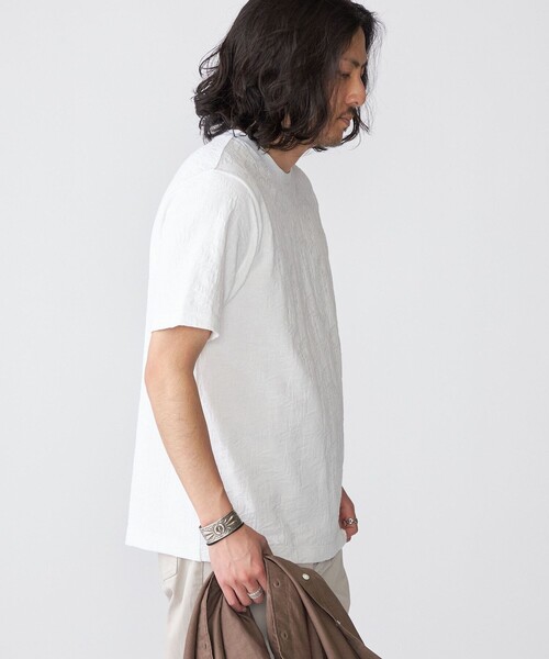 セール】SHIPS: リンクス ジャカード リーフ柄 Tシャツ（Tシャツ