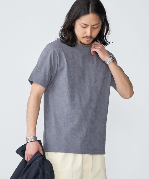 SHIPS(シップス)の「SHIPS: リンクス ジャカード リーフ柄 Tシャツ(Tシャツ/カットソー・メンズ・ホワイト/マスタード/チャコールグレー/ネイビー・SMALL/X-LARGE/LARGE/MEDIUM)」の22枚目の写真
