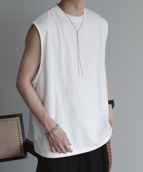 epnok（エプノック）の「ルーズシルエットノースリーブTee（タンクトップ・メンズ・ブラック/オフホワイト/チャコールグレー・SMALL/MEDIUM/LARGE）」の4枚目の写真