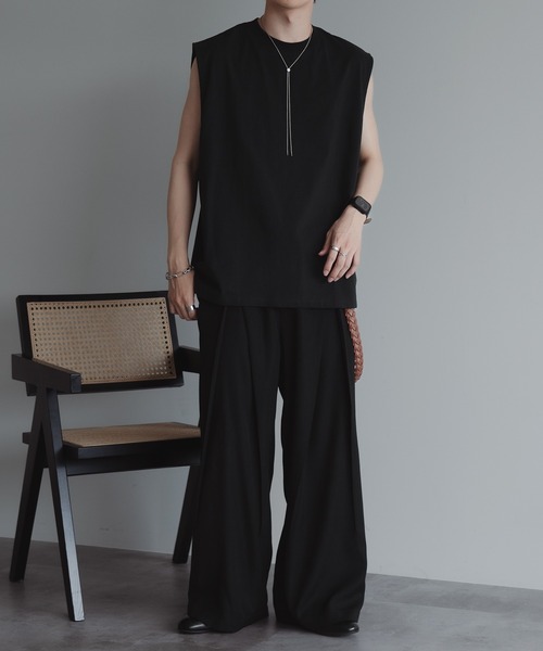 epnok（エプノック）の「ルーズシルエットノースリーブTee（タンクトップ・メンズ・ブラック/オフホワイト/チャコールグレー・SMALL/MEDIUM/LARGE）」の17枚目の写真