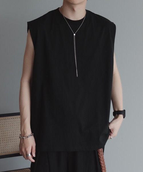 epnok（エプノック）の「ルーズシルエットノースリーブTee（タンクトップ・メンズ・ブラック/オフホワイト/チャコールグレー・SMALL/MEDIUM/LARGE）」の13枚目の写真