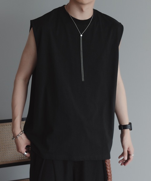 epnok（エプノック）の「ルーズシルエットノースリーブTee（タンクトップ・メンズ・ブラック/オフホワイト/チャコールグレー・SMALL/MEDIUM/LARGE）」の12枚目の写真