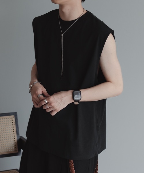 epnok（エプノック）の「ルーズシルエットノースリーブTee（タンクトップ・メンズ・ブラック/オフホワイト/チャコールグレー・SMALL/MEDIUM/LARGE）」の14枚目の写真