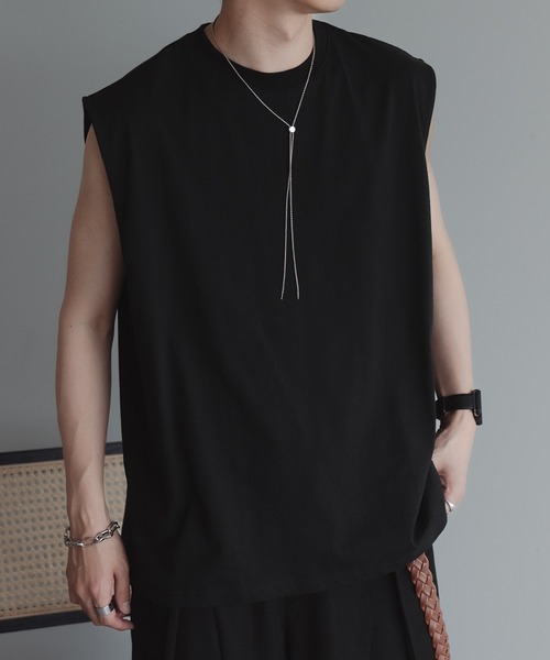 epnok（エプノック）の「ルーズシルエットノースリーブTee（タンクトップ・メンズ・ブラック/オフホワイト/チャコールグレー・SMALL/MEDIUM/LARGE）」の11枚目の写真
