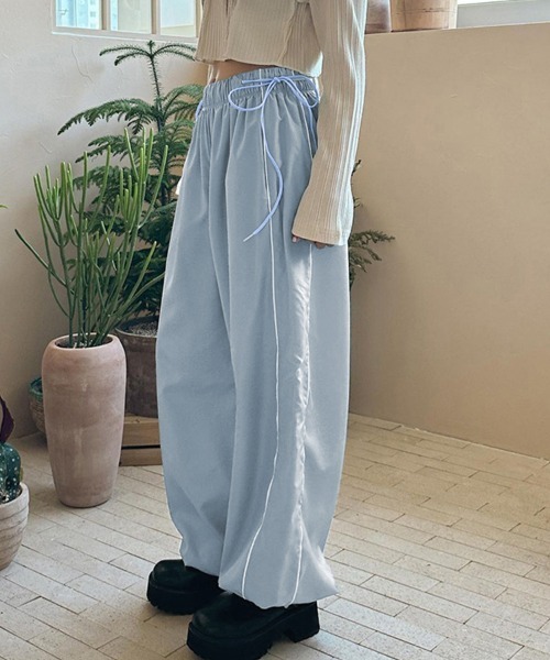 Diffusione Tessile「VELAME」プリーツ ジャージーワイドパンツ ジャージ風ワイドパンツ（その他パンツ）｜Doux Belle