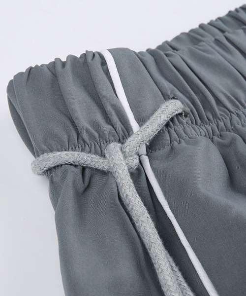 Diffusione Tessile「VELAME」プリーツ ジャージーワイドパンツ Lilamusant パンツ 4WAYサイドラインルーズシルエットワイド