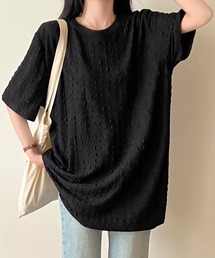 凹凸ファブリックゆったりTシャツ