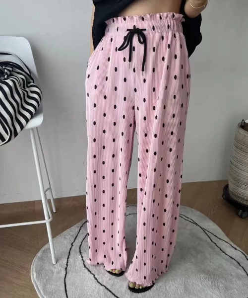 【セール】ハイウエストドットリブワイドパンツ（その他パンツ）｜N.s（エヌドットエス）