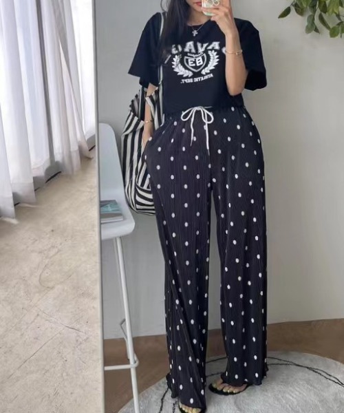 N.s(エヌドットエス)の「ハイウエストドットリブワイドパンツ(その他パンツ・レディース・ブラック/グレー/ピンク/ホワイト・FREE)」の7枚目の写真