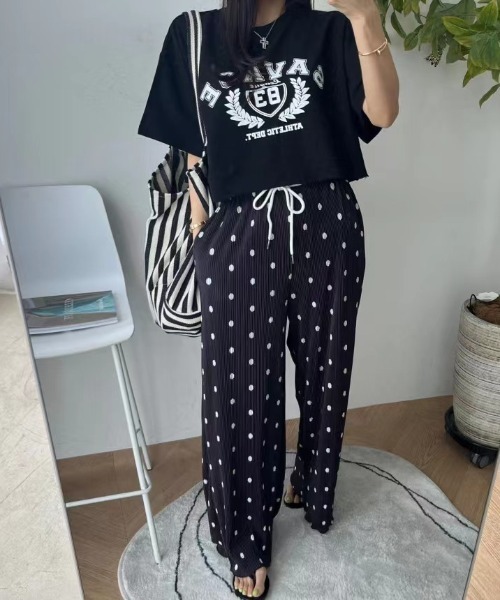 N.s(エヌドットエス)の「ハイウエストドットリブワイドパンツ(その他パンツ・レディース・ブラック/グレー/ピンク/ホワイト・FREE)」の8枚目の写真
