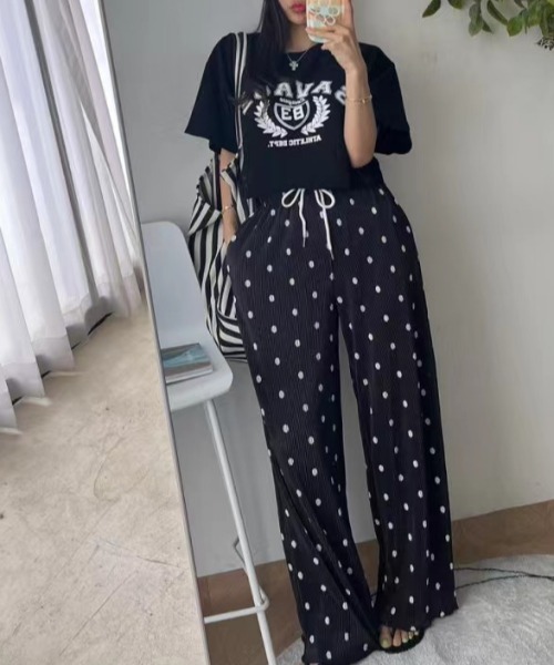 N.s(エヌドットエス)の「ハイウエストドットリブワイドパンツ(その他パンツ・レディース・ブラック/グレー/ピンク/ホワイト・FREE)」の9枚目の写真