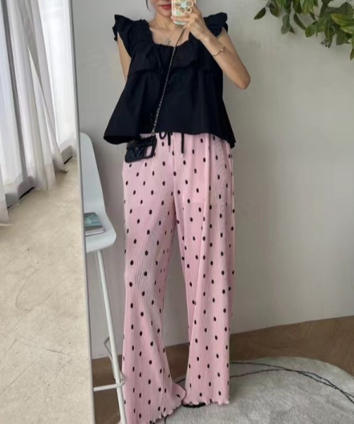 N.s(エヌドットエス)の「ハイウエストドットリブワイドパンツ(その他パンツ・レディース・ブラック/グレー/ピンク/ホワイト・FREE)」の12枚目の写真
