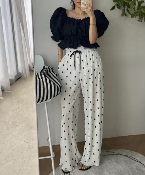 N.s(エヌドットエス)の「ハイウエストドットリブワイドパンツ(その他パンツ・レディース・ブラック/グレー/ピンク/ホワイト・FREE)」の18枚目の写真