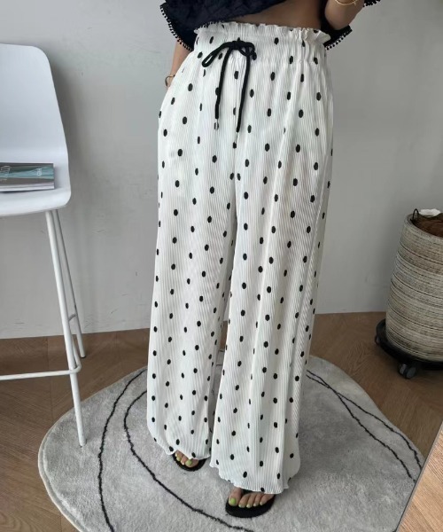 N.s(エヌドットエス)の「ハイウエストドットリブワイドパンツ(その他パンツ・レディース・ブラック/グレー/ピンク/ホワイト・FREE)」の19枚目の写真