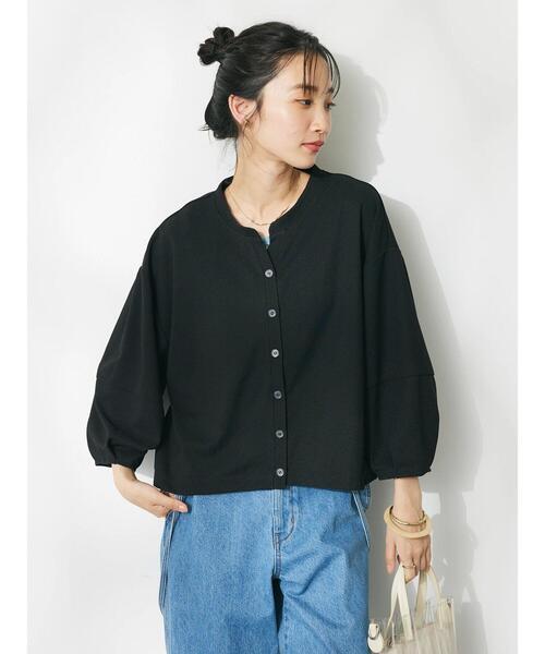 CRAFT STANDARD BOUTIQUE（クラフトスタンダードブティック）の「ランタン袖カーディガン（カーディガン/ボレロ・レディース・オフホワイト/カーキ/ブラック・FREE）」の7枚目の写真