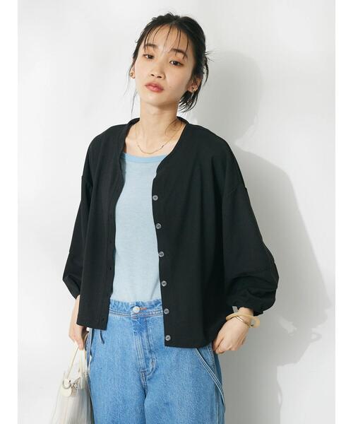 CRAFT STANDARD BOUTIQUE（クラフトスタンダードブティック）の「ランタン袖カーディガン（カーディガン/ボレロ・レディース・オフホワイト/カーキ/ブラック・FREE）」の8枚目の写真