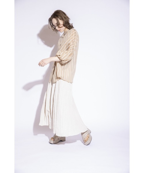 OSMOSIS(オズモーシス)の「2WAYストライプバルーンスリーブブラウス(シャツ/ブラウス・レディース・ブラック/ベージュ/ホワイト・ONE SIZE)」の12枚目の写真