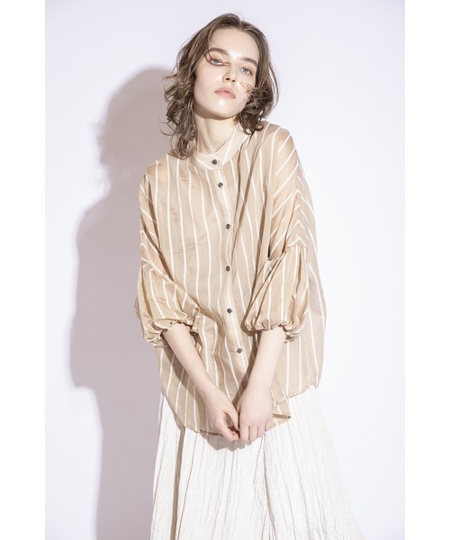 OSMOSIS(オズモーシス)の「2WAYストライプバルーンスリーブブラウス(シャツ/ブラウス・レディース・ブラック/ベージュ/ホワイト・ONE SIZE)」の13枚目の写真