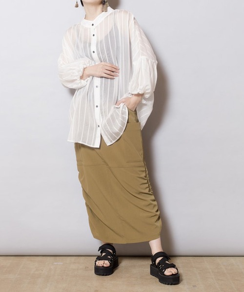 OSMOSIS(オズモーシス)の「2WAYストライプバルーンスリーブブラウス(シャツ/ブラウス・レディース・ブラック/ベージュ/ホワイト・ONE SIZE)」の17枚目の写真