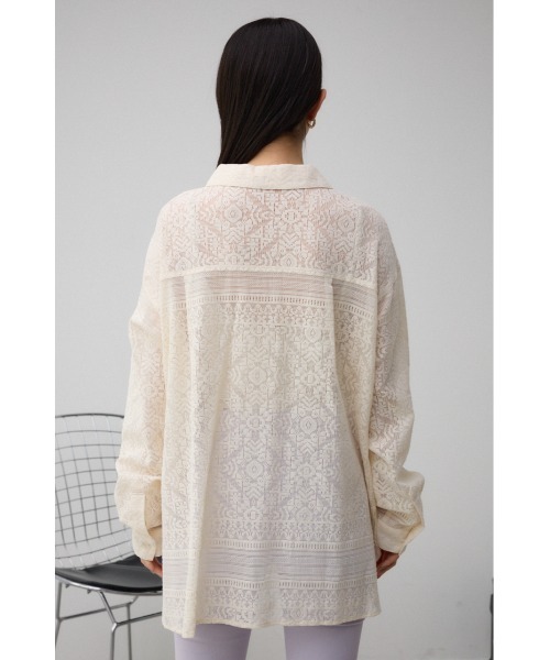 AZUL by moussy(アズールバイマウジー)の「コットンレースシャツ(シャツ/ブラウス・レディース・ブラック/アイボリー/ブラウン・FREE)」の6枚目の写真