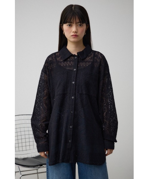 AZUL by moussy(アズールバイマウジー)の「コットンレースシャツ(シャツ/ブラウス・レディース・ブラック/アイボリー/ブラウン・FREE)」の15枚目の写真