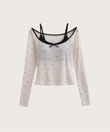 LA POMME petit（ラポミ・プチ）の「ドットバレエシャツセットアップ Dots Ballet Shirt Set-Up（アンサンブル）」