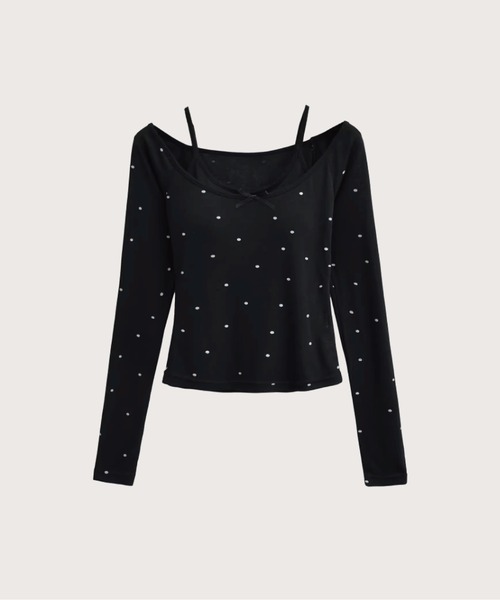 LA POMME petit(ラポミ・プチ)の「ドットバレエシャツセットアップ Dots Ballet Shirt Set-Up(アンサンブル・レディース・アイボリー/グレー/ブラック・FREE)」の3枚目の写真