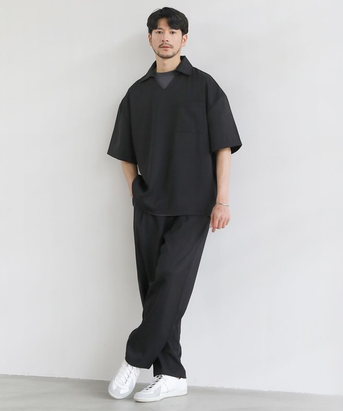 LIL VENDARS(リルヴェンダース)の「Buyer's Select/【3点セットアップ】接触冷感リネンライクスキッパーシャツ&ロングパンツ&ショーツ(Tシャツ/カットソー・メンズ・ブラウン/ブラック/グレー/ネイビー/ブルー・S/XL/L/M)」の8枚目の写真