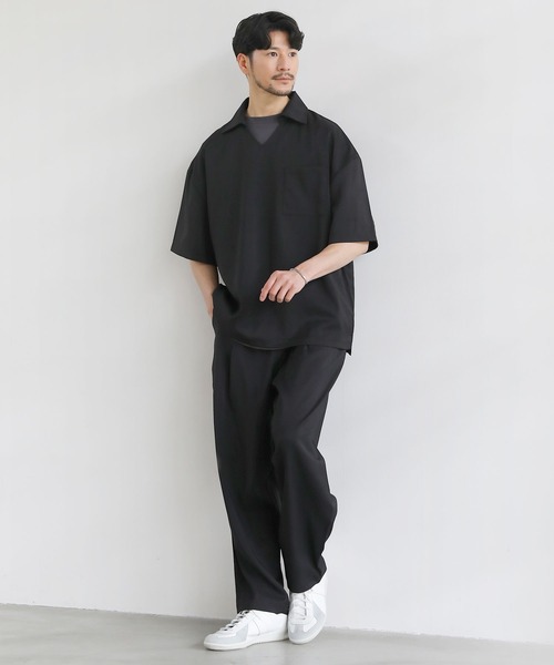 LIL VENDARS(リルヴェンダース)の「Buyer's Select/【3点セットアップ】接触冷感リネンライクスキッパーシャツ&ロングパンツ&ショーツ(Tシャツ/カットソー・メンズ・ブラウン/ブラック/グレー/ネイビー/ブルー・S/XL/L/M)」の9枚目の写真