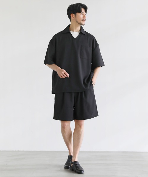 LIL VENDARS(リルヴェンダース)の「Buyer's Select/【3点セットアップ】接触冷感リネンライクスキッパーシャツ&ロングパンツ&ショーツ(Tシャツ/カットソー・メンズ・ブラウン/ブラック/グレー/ネイビー/ブルー・S/XL/L/M)」の6枚目の写真