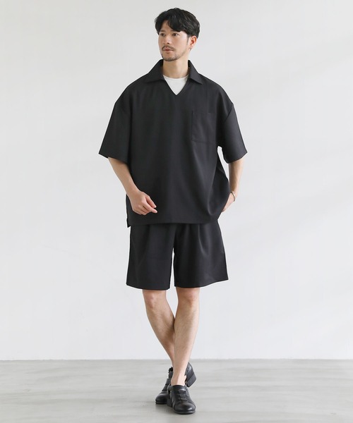 LIL VENDARS(リルヴェンダース)の「Buyer's Select/【3点セットアップ】接触冷感リネンライクスキッパーシャツ&ロングパンツ&ショーツ(Tシャツ/カットソー・メンズ・ブラウン/ブラック/グレー/ネイビー/ブルー・S/XL/L/M)」の7枚目の写真