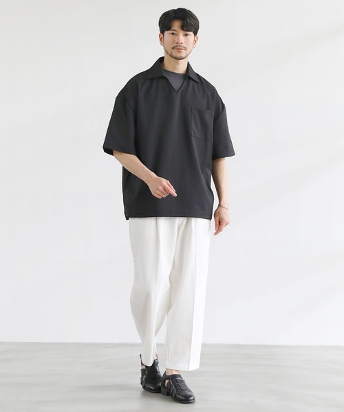 LIL VENDARS(リルヴェンダース)の「Buyer's Select/【3点セットアップ】接触冷感リネンライクスキッパーシャツ&ロングパンツ&ショーツ(Tシャツ/カットソー・メンズ・ブラウン/ブラック/グレー/ネイビー/ブルー・S/XL/L/M)」の10枚目の写真