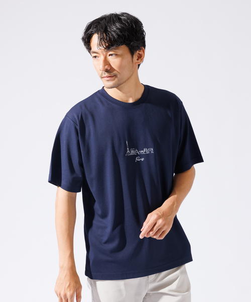 ABAHOUSE GRAY（アバハウスグレイ）の「【CITY】刺繍 ポンチ Tシャツ（Tシャツ/カットソー・メンズ・ブラック/スモークピンク/ネイビー/グリーン/ホワイト・46/48）」の5枚目の写真
