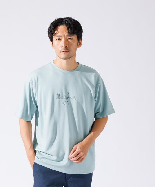 ABAHOUSE GRAY（アバハウスグレイ）の「【CITY】刺繍 ポンチ Tシャツ（Tシャツ/カットソー・メンズ・ブラック/スモークピンク/ネイビー/グリーン/ホワイト・46/48）」の4枚目の写真