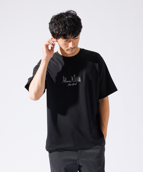 ABAHOUSE GRAY（アバハウスグレイ）の「【CITY】刺繍 ポンチ Tシャツ（Tシャツ/カットソー・メンズ・ブラック/スモークピンク/ネイビー/グリーン/ホワイト・46/48）」の3枚目の写真