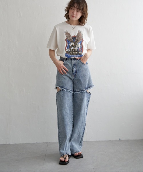 notch.(ノッチ)の「イーグルプリントTシャツ(Tシャツ/カットソー・レディース・オフホワイト/チャコール・M)」の5枚目の写真