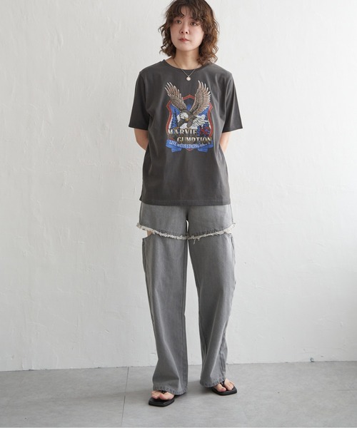 notch.(ノッチ)の「イーグルプリントTシャツ(Tシャツ/カットソー・レディース・オフホワイト/チャコール・M)」の8枚目の写真