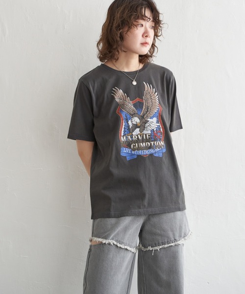 notch.(ノッチ)の「イーグルプリントTシャツ(Tシャツ/カットソー・レディース・オフホワイト/チャコール・M)」の18枚目の写真