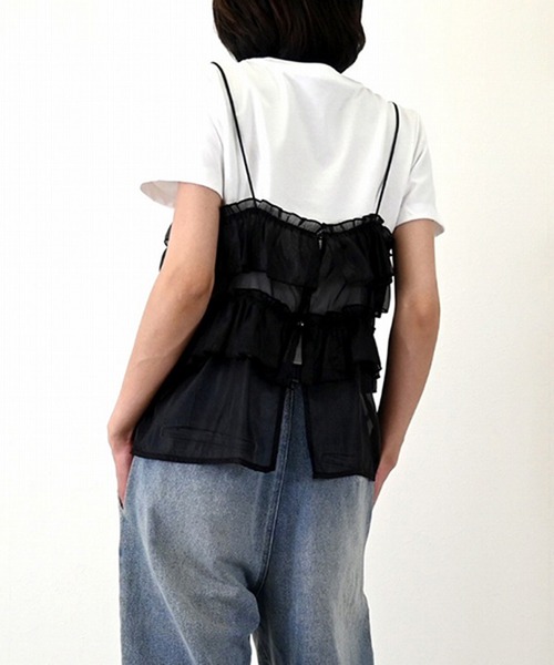 スタイルブロック STYLEBLOCK ツイルプリーツキャミトップス （ブラック） スタイルブロック STYLEBLOCK ツイルプリーツキャミトップス