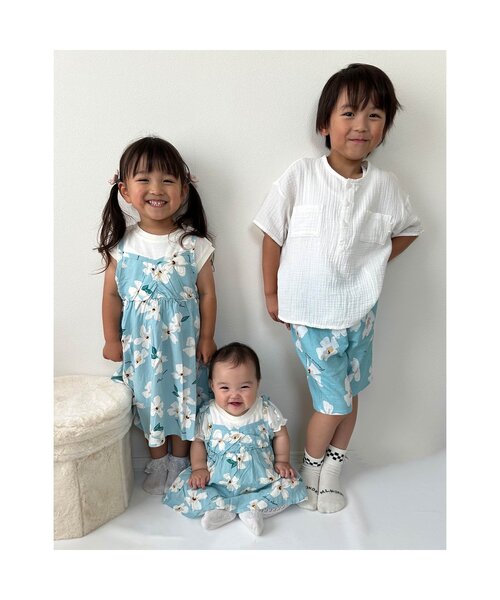 apres les cours(アプレレクール)の「【リンク】フラワードッキングワンピース(ワンピース・キッズ・ミント/ネイビー・130/140/120/80/90/100/110)」の6枚目の写真