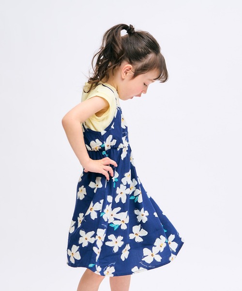 apres les cours(アプレレクール)の「【リンク】フラワードッキングワンピース(ワンピース・キッズ・ミント/ネイビー・130/140/120/80/90/100/110)」の2枚目の写真