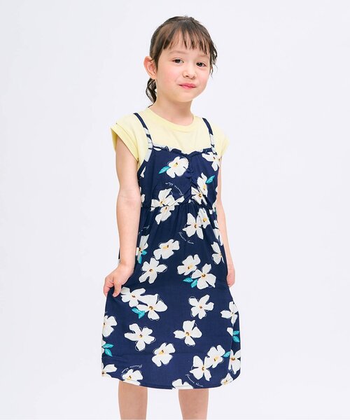 apres les cours(アプレレクール)の「【リンク】フラワードッキングワンピース(ワンピース・キッズ・ミント/ネイビー・130/140/120/80/90/100/110)」の4枚目の写真