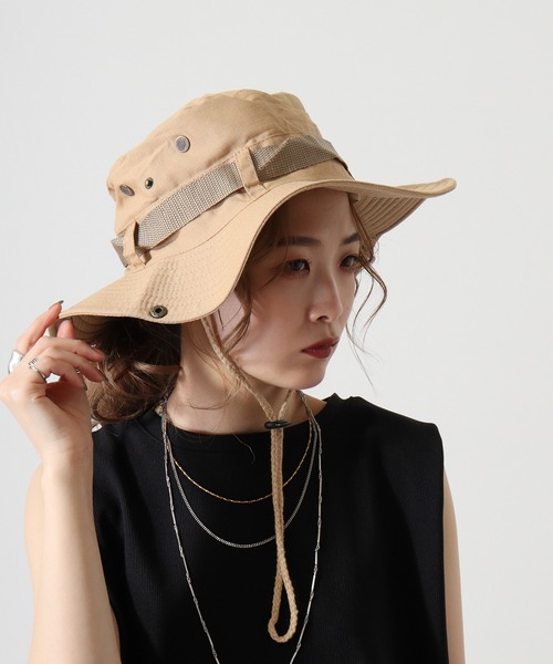 FUNALIVE（ファンアライブ）の「RUCCHE リップストップアドベンチャーハット（ハット・メンズ・チャコール/ライトベージュ/ブルーグリーン/ダークベージュ/ダルブルー系/カーキ/ネイビー/グレー/ブラック/ベージュ・F）」の5枚目の写真