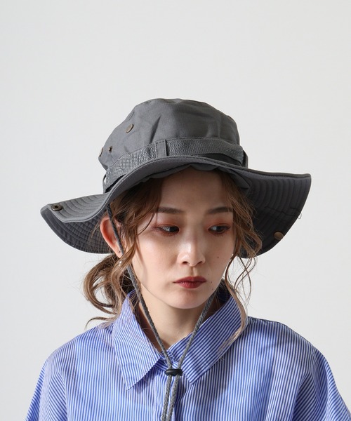 FUNALIVE（ファンアライブ）の「RUCCHE リップストップアドベンチャーハット（ハット・メンズ・チャコール/ライトベージュ/ブルーグリーン/ダークベージュ/ダルブルー系/カーキ/ネイビー/グレー/ブラック/ベージュ・F）」の3枚目の写真