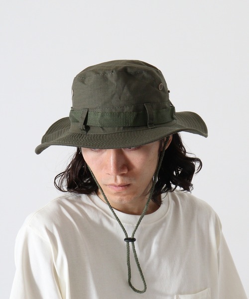 FUNALIVE（ファンアライブ）の「RUCCHE リップストップアドベンチャーハット（ハット・メンズ・チャコール/ライトベージュ/ブルーグリーン/ダークベージュ/ダルブルー系/カーキ/ネイビー/グレー/ブラック/ベージュ・F）」の8枚目の写真