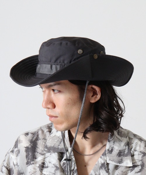 FUNALIVE（ファンアライブ）の「RUCCHE リップストップアドベンチャーハット（ハット・メンズ・チャコール/ライトベージュ/ブルーグリーン/ダークベージュ/ダルブルー系/カーキ/ネイビー/グレー/ブラック/ベージュ・F）」の4枚目の写真