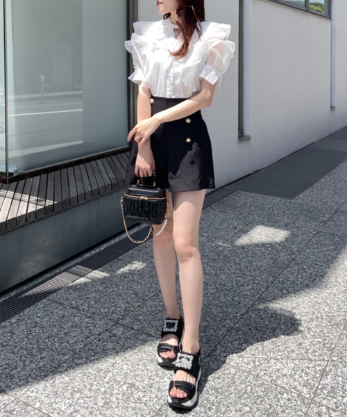 abc une face（アーベーセーアンフェイス）の「オープンショルダーフリルカラーシアーブラウス（シャツ/ブラウス・レディース・ホワイト/ホワイト系その他/ブラック/ブルー・FREE）」の9枚目の写真