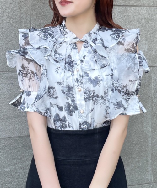 abc une face（アーベーセーアンフェイス）の「オープンショルダーフリルカラーシアーブラウス（シャツ/ブラウス・レディース・ホワイト/ホワイト系その他/ブラック/ブルー・FREE）」の17枚目の写真